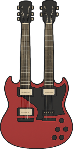 Çift kollu elektro gitar. No background. Transparent background. Blank background. No shadows. 2d. In-Game asset. flat