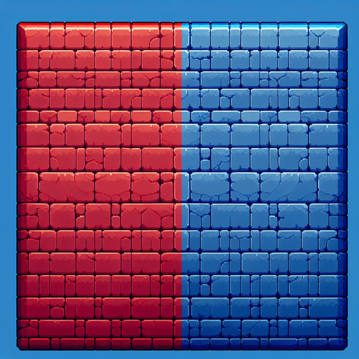 wall red and blu.
Single Game Texture.  In-Game asset.  2d.  Blank background.  High contrast.  No shadows
