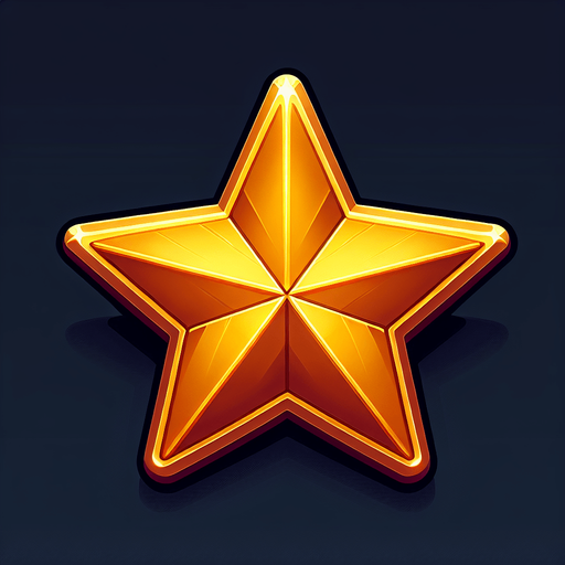 A golden star. Single Game Texture. In-Game asset. 2d. Blank background. High contrast. No shadows.