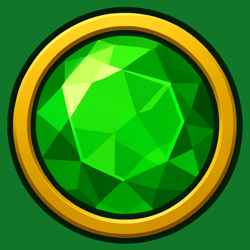 Green gem circle.
In-Game asset.  2d.  High contrast.  No shadows