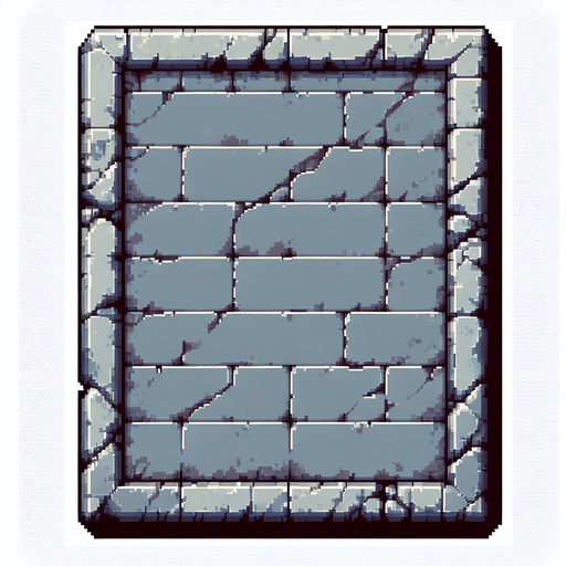 pixel art of the top of an empty vertical stone slab.
Single Game Texture. In-Game asset. 2d. Blank background. High contrast. No shadows.