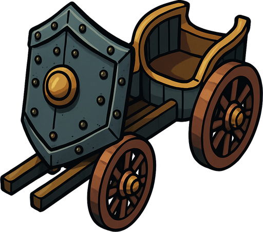 Kalkanlı Savaş Arabası.
In-Game asset.  2d.  High contrast.  No shadows