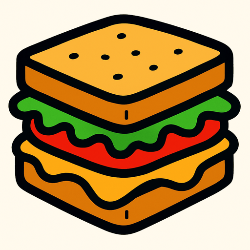 sandwich.
In-Game asset.  2d.  High contrast.  No shadows