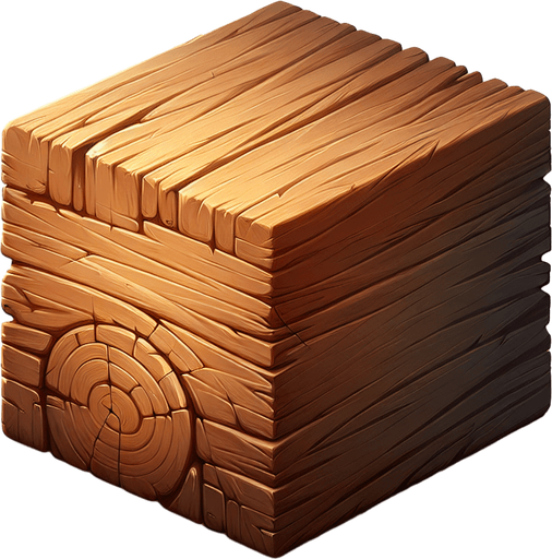 piece_of_wood.
Single Game Texture.  In-Game asset.  2d.  Blank background.  High contrast.  No shadows