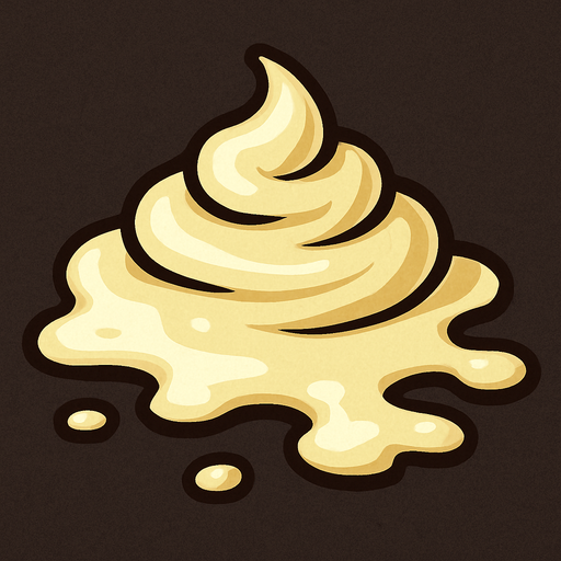 Dökülmüş mayonez.
In-Game asset.  2d.  High contrast.  No shadows
