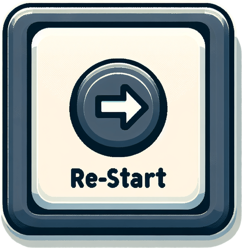 Light gray square, With a re-start symbol in middle.black boderline around outerend of button. flat shaded, hyper-casual game. 2D. Blank background. High contrast. No shadows. Single Game Texture. In-Game asset. 2d. Blank background. High contrast. No shadows.