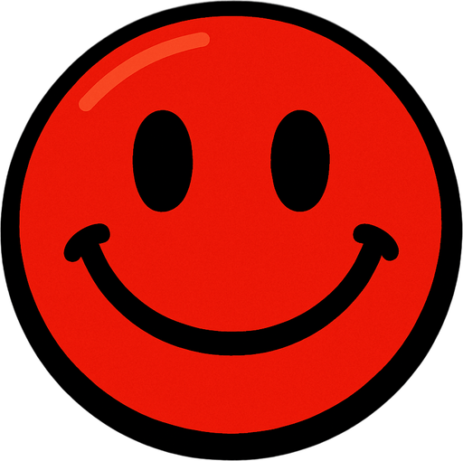 red smiley ball.
In-Game asset.  2d.  High contrast.  No shadows