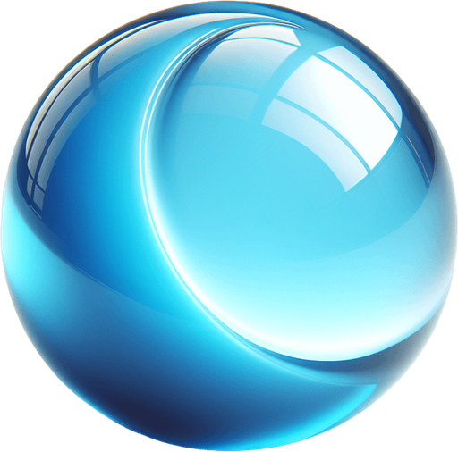 Generate a high-quality icon asset of the specific **blue candy** shown in the provided Candy Crush screenshot.

*   **Shape:** A smooth, **round, slightly flattened sphere or thick disc** shape with perfectly curved edges. It should look plump and solid.
*   **Color:** A bright, **vibrant, medium blue**. Clear and saturated, avoiding overly dark (navy) or light (sky blue) tones.
*   **Surface & Finish:** **Highly glossy** and reflective, like polished hard candy or a glass marble. The surface should look perfectly smooth.
*   **Lighting & Highlights:** Features a **prominent, distinct, curved white specular highlight** positioned near the **top-left edge**, following the candy's spherical contour. Additional subtle, broader highlights should be visible across the top surface, giving it dimension. Clear shading should be present on the bottom and right sides to emphasize its **3D, spherical volume**.
*   **Style:** Clean, **stylized 3D render**, matching the cheerful, polished, and sli.
Single Game Texture.  In-Game asset.  2d.  Blank background.  High contrast.  No shadows