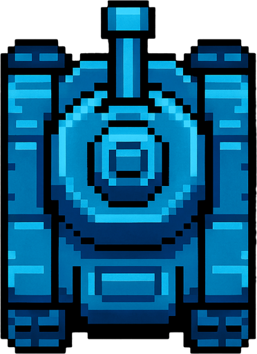 bird's eye view of a blue tank in old game style. from above.
In-Game asset.  2d.  High contrast.  No shadows