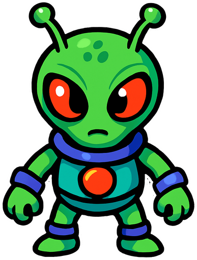 Uzaylı.
In-Game asset.  2d.  High contrast.  No shadows