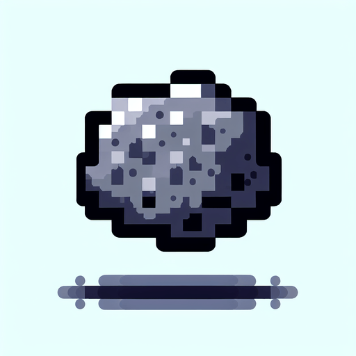 Grey pixelated rock.
Single Game Texture.  In-Game asset.  2d.  Blank background.  High contrast.  No shadows