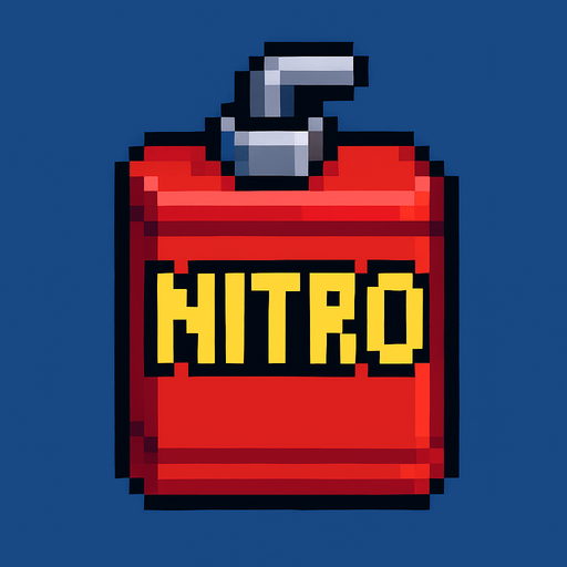 pixel art nitro.
In-Game asset.  2d.  High contrast.  No shadows