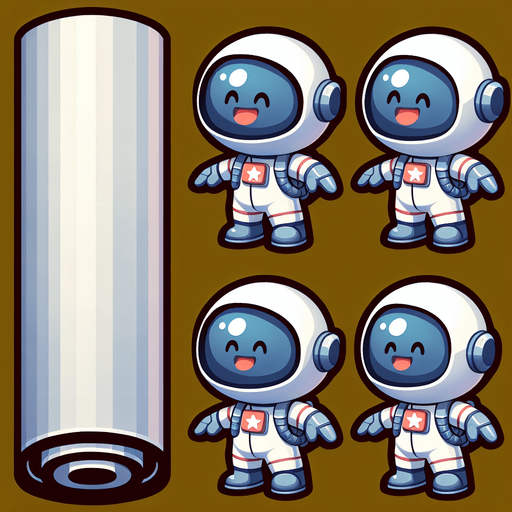 一个宇航员，卡通风格.
Single Game Texture. In-Game asset. 2d. Blank background. High contrast. No shadows.