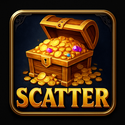 Crea un asset visual completo para el símbolo 'S' (Scatter) de Megaways: un Cofre del Tesoro o Bolsa de Dinero, directamente sobre su panel de fondo.

Diseño General:

Forma: Un panel cuadrado o ligeramente redondeado.

Fondo del Panel: Terciopelo oscuro (negro o azul noche) o un metal pulido muy oscuro.

Borde: Un borde elegante dorado o plateado alrededor del panel.

Detalles del Fondo: Puede tener un patrón sutil de filigrana de casino en las esquinas del panel.

Símbolo Central (Cofre/Bolsa):

Un cofre del tesoro abierto desbordando monedas de oro y joyas, o una bolsa de dinero con el signo '$', posicionada centralmente.

Colores: Dorados, marrones y brillantes..
In-Game asset.  2d.  High contrast.  No shadows