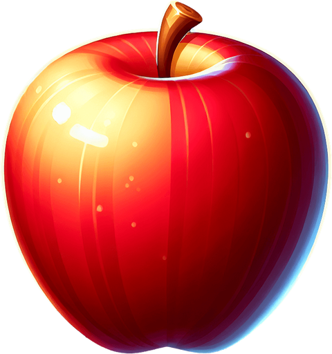 apple.
Single Game Texture. In-Game asset. 2d. Blank background. High contrast. No shadows.