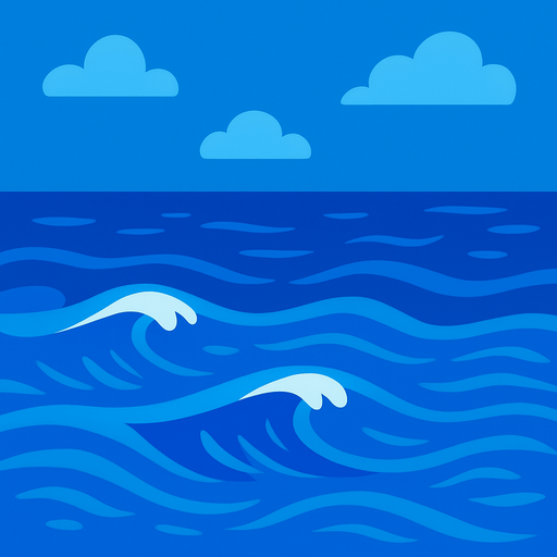 Mavi renk deniz manzarası.
In-Game asset.  2d.  High contrast.  No shadows