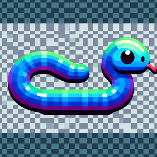 simple snake image. transparent background..
Single Game Texture. In-Game asset. 2d. Blank background. High contrast. No shadows.