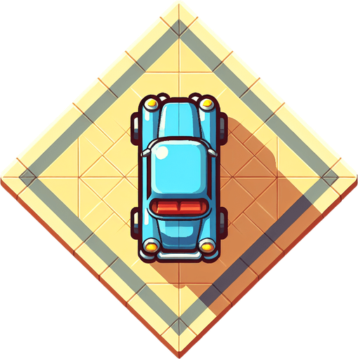 car top view design like in children's cartoons image.
Single Game Texture. In-Game asset. 2d. Blank background. High contrast. No shadows.