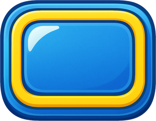 I want a button box with rounded corners and a colorful design using blue, yellow, and white colors.  
In-Game asset.  
There should be no text inside the button.