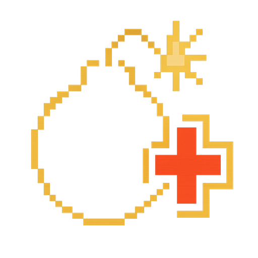powerup icon for an additional charge of a bomb, retro arcade game.
In-Game asset.  2d.  High contrast.  No shadows
