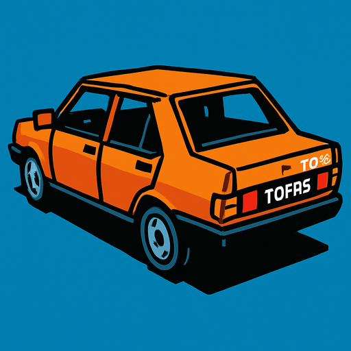 tofaş.
In-Game asset.  2d.  High contrast.  No shadows. Sağ arkadan gözüksün