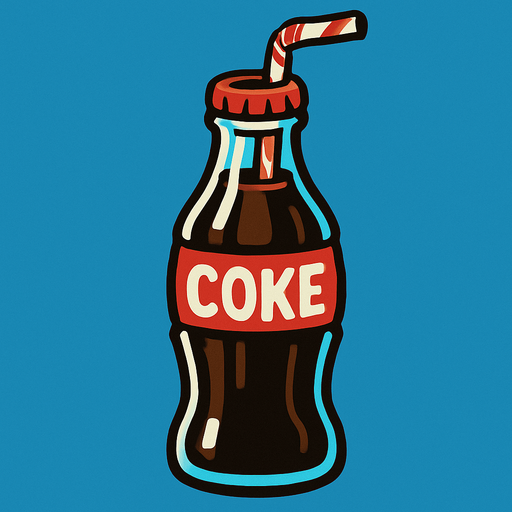 Coke bottle with straw.
In-Game asset.  2d.  High contrast.  No shadows