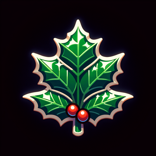 a christmas holly leaf. plastic style. Single Game Texture. In-Game asset. 2d. Blank background. High contrast. No shadows.