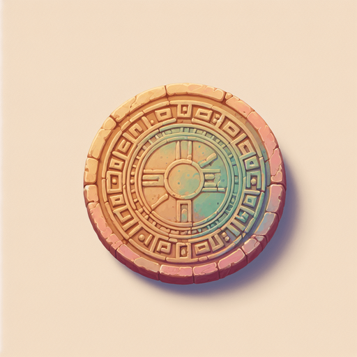 древняя Монетка, постэльные цвета.
Single Game Texture. In-Game asset. 2d. Blank background. High contrast. No shadows.