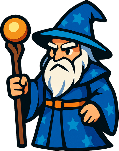 Wizard.
In-Game asset.  2d.  High contrast.  No shadows