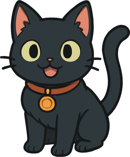 friendly black cat. rpg. 2d. no shadows.