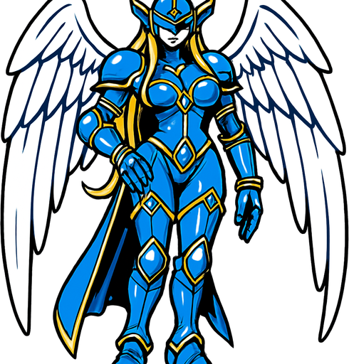 Ophanimon blue armor complete body sensual.
In-Game asset.  2d.  High contrast.  No shadows