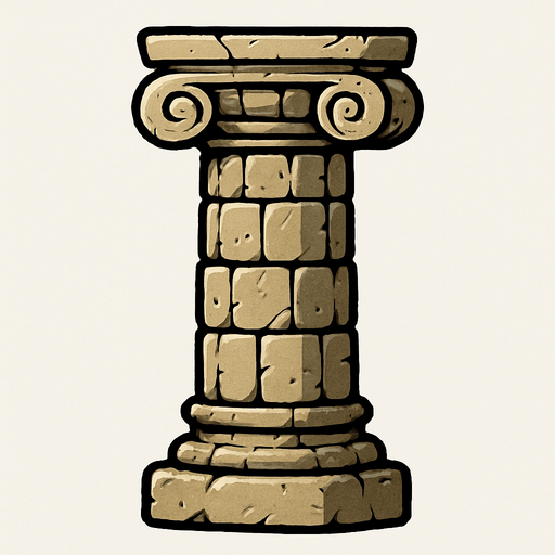 una columna de piedra.
In-Game asset.  2d.  High contrast.  No shadows