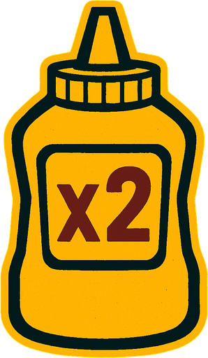 Mustard Bottle, label is x2.
In-Game asset.  2d.  High contrast.  No shadows