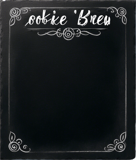 Text "ROOKIE BREW" handwritten in chalk