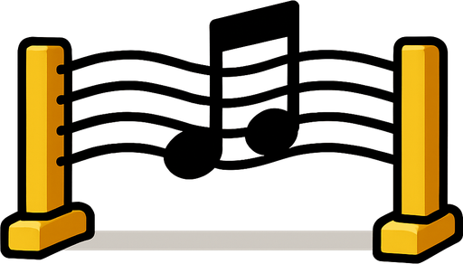 MÜZİK NOTASI ŞEKLİNDE BİR ENGEL AMA YATAY OLACAK.
In-Game asset.  2d.  High contrast.  No shadows