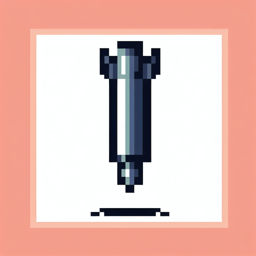 an 8-bit missile pointing downward.
Single Game Texture. In-Game asset. 2d. Blank background. High contrast. No shadows.