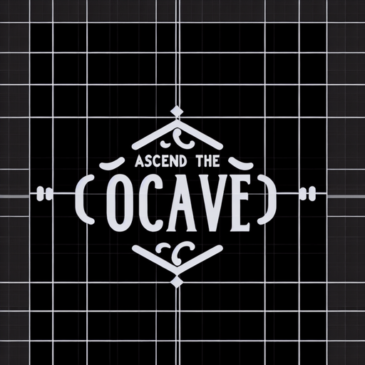 Simple Black overlay with white "ascend the octave" text. Classic text. Clean design
Single Game Texture.  In-Game asset.  2d.  Blank background.  High contrast.  No shadows