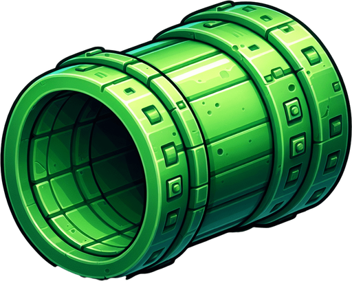 A single 
Green colour big pipes looking straight.
Single Game Texture. In-Game asset. 2d. Blank background. High contrast. No shadows.