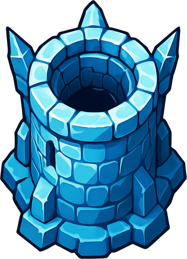 torre de hielo desde arriba.
In-Game asset.  2d.  High contrast.  No shadows