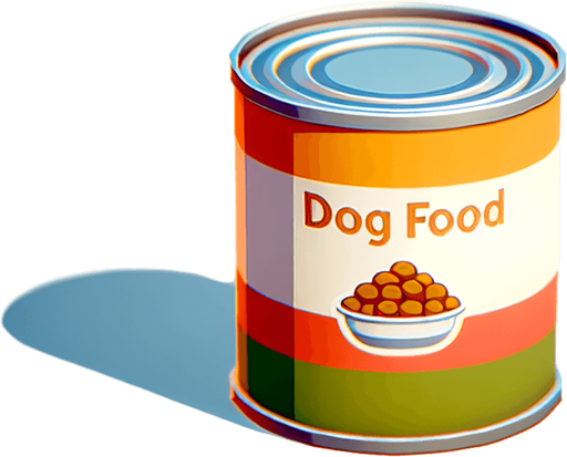 can of Dog Food. Game asset. 3d clipart. Blank background. High contrast. No shadows..