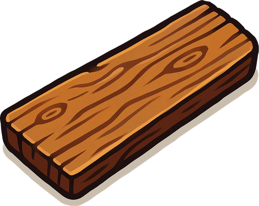 una tabla de madera alargada como si fuese de una cocina.
In-Game asset.  2d.  High contrast.  No shadows