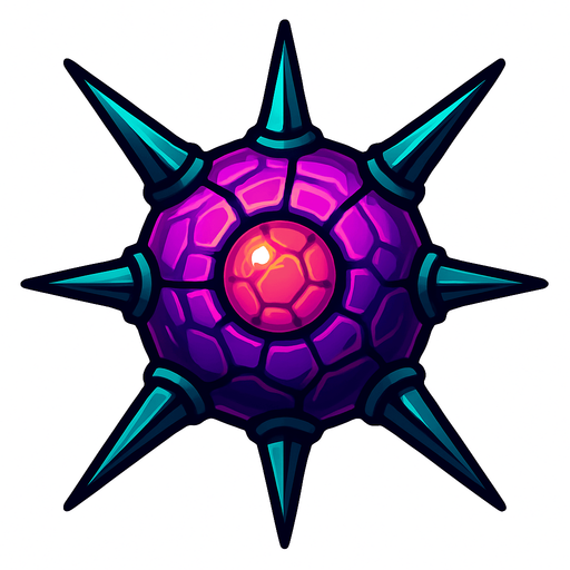 An alien space mine that has spikes.
In-Game asset.  2d.  High contrast.  No shadows