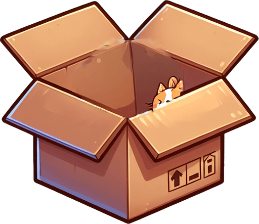 cute Chibi ginger cat look from the box into the camera. Cheeky, happy. Big eyes looking into camera