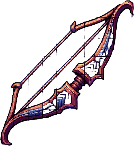Warcraft 3 image of a bow..
Single Game Texture. In-Game asset. 2d. Blank background. High contrast. No shadows.