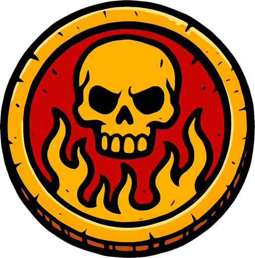 hell coin.
In-Game asset.  2d.  High contrast.  No shadows