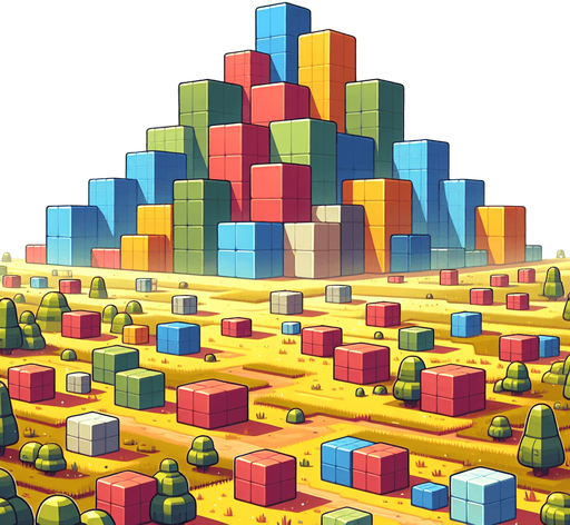 background image 2732 high x 2048 wide. high contrast, light cartoon image of colored stacked cubes. out in open fields. Single Game Texture. In-Game asset. 3d. High contrast. No shadows.
Single Game Texture. In-Game asset. 2d. Blank background. High contrast. No shadows.