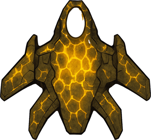 toxic yellow lava spaceship top view.