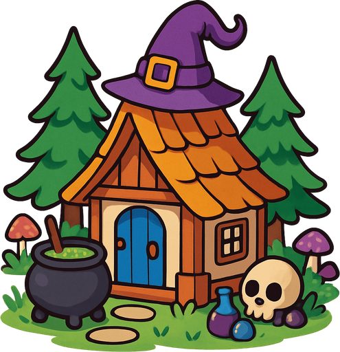 witch hut. rpg. 2d. no shadows.