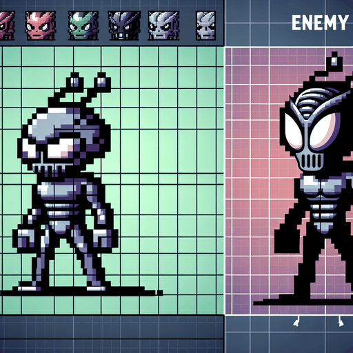 8-bit. Cartoon. alien flying enemy boss. seen from the front. in game asset. Single Game Texture. In-Game asset. 2d. Blank background. High contrast. No shadows.