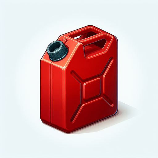 Garrafón de gasolina rojo.
Single Game Texture.  In-Game asset.  2d.  Blank background.  High contrast.  No shadows
